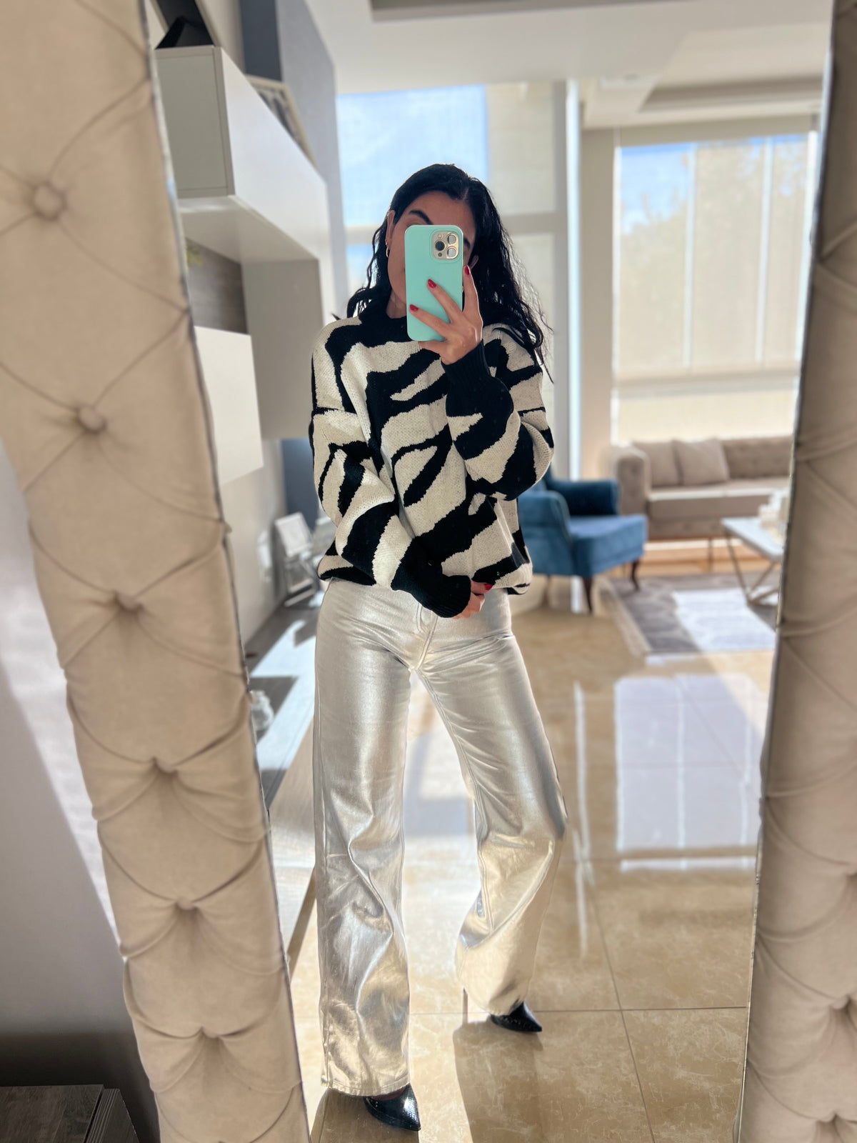Metallic Wide-leg jeans
