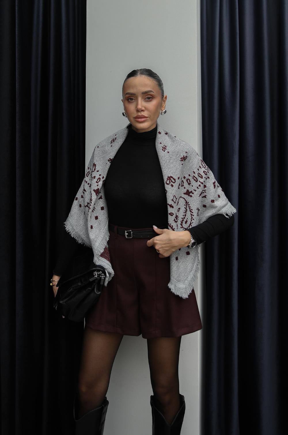Bordeaux Belted Shorts