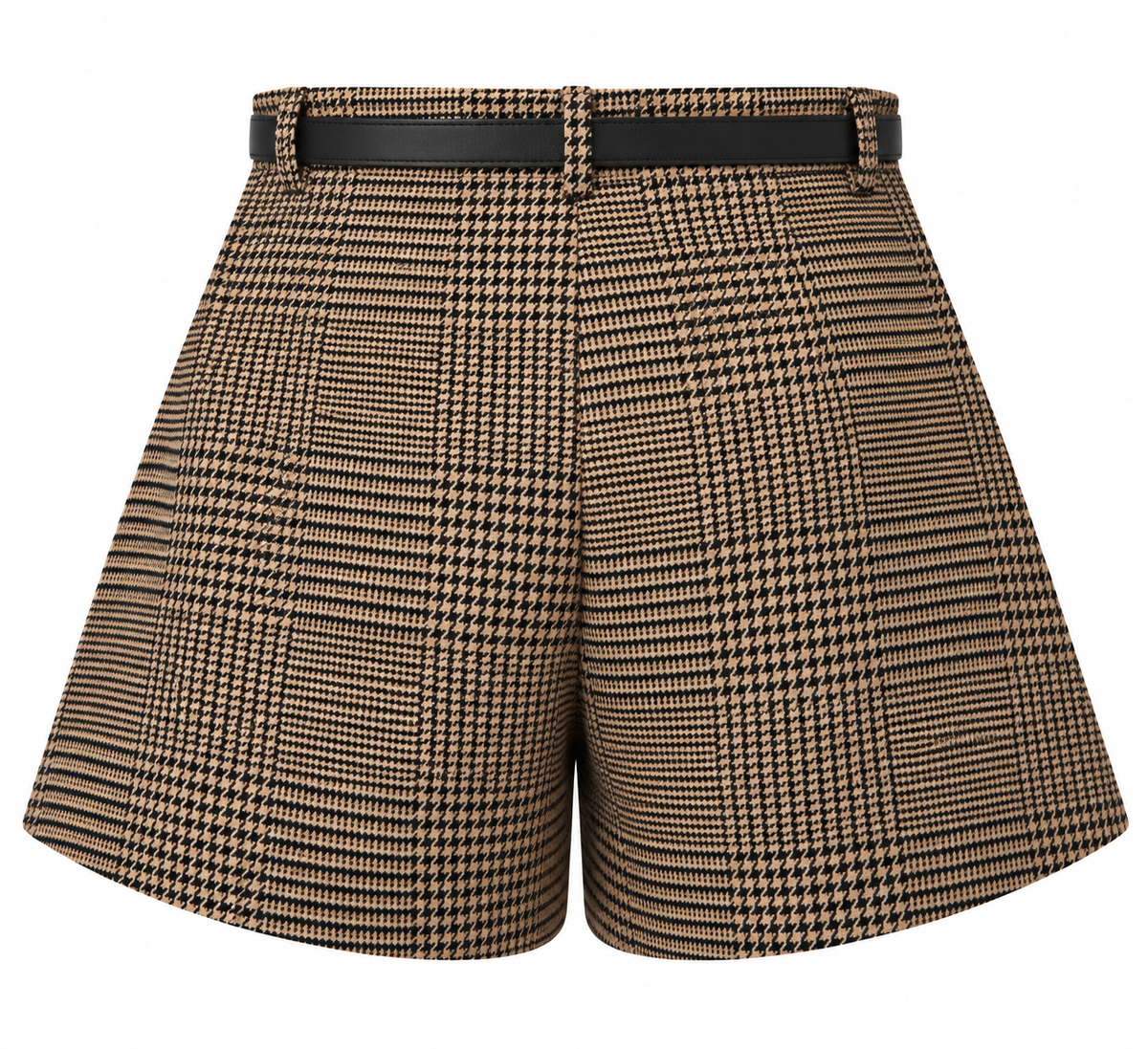 Check Belted Shorts