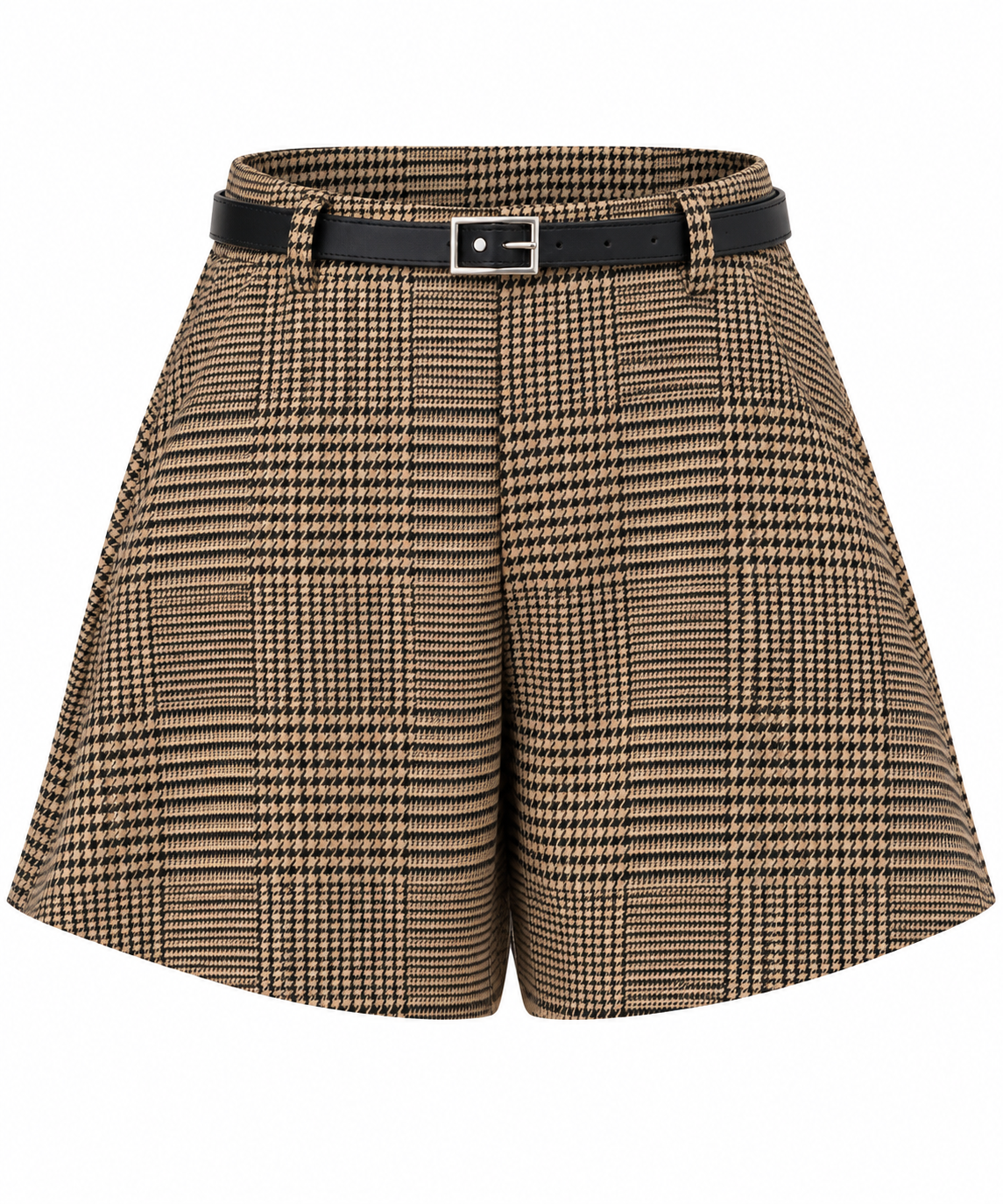 Check Belted Shorts
