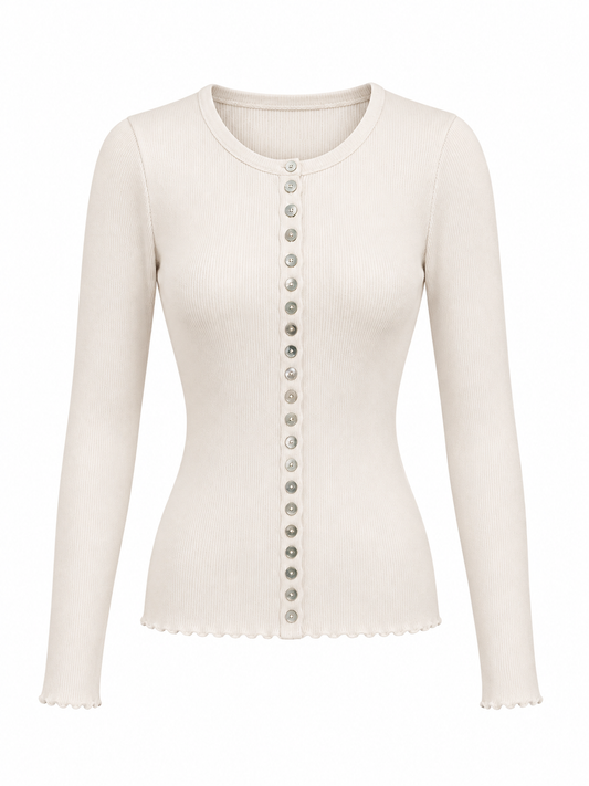 Buttoned Ribbed Basic