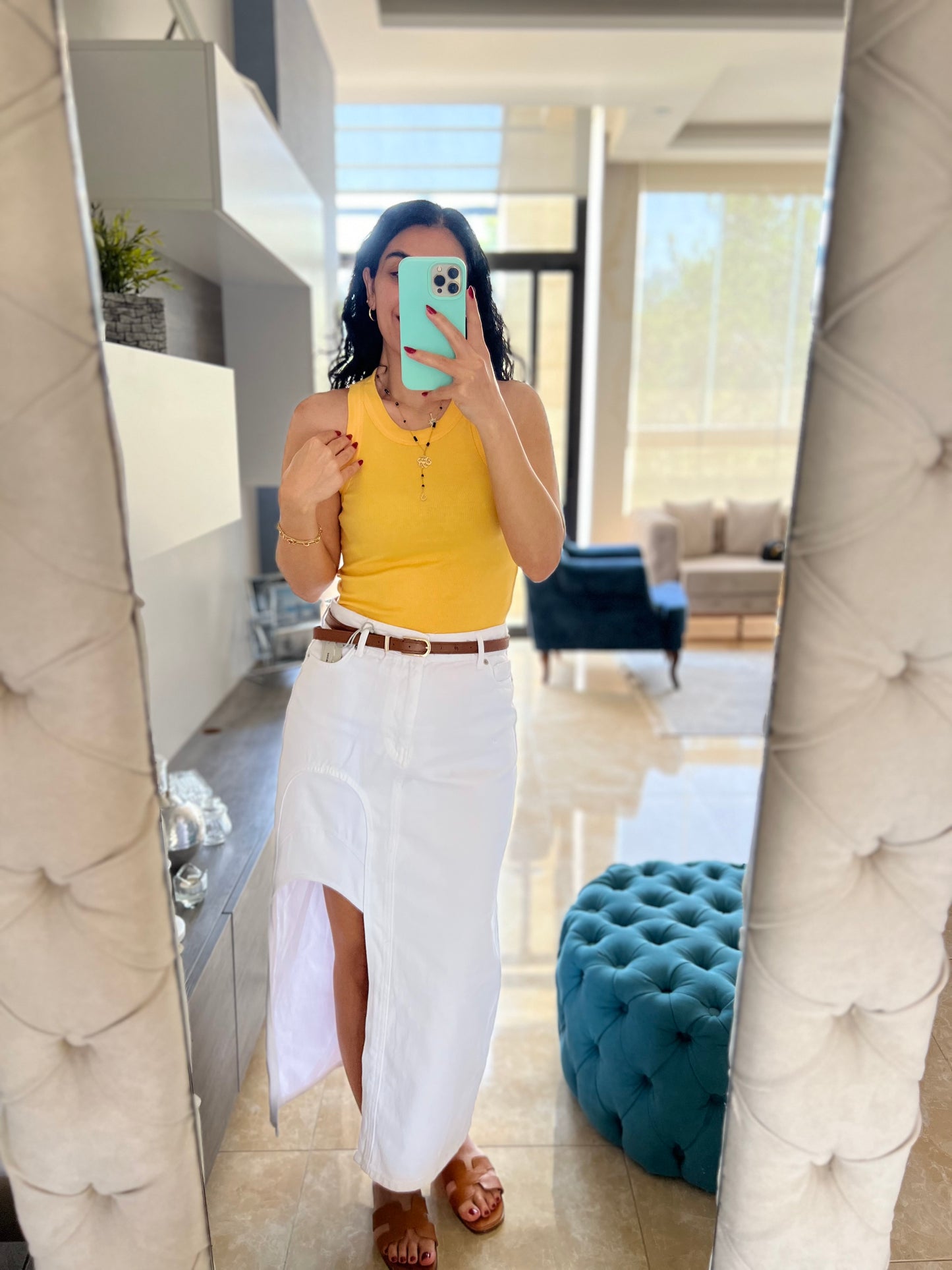 White Denim Skirt