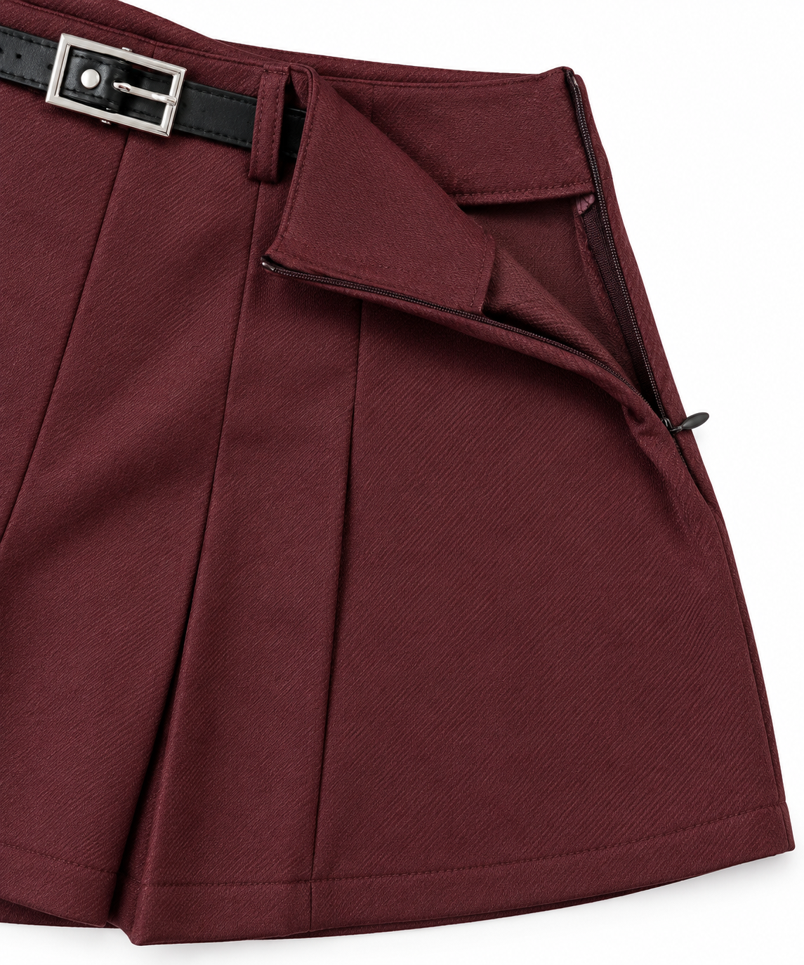 Bordeaux Belted Shorts