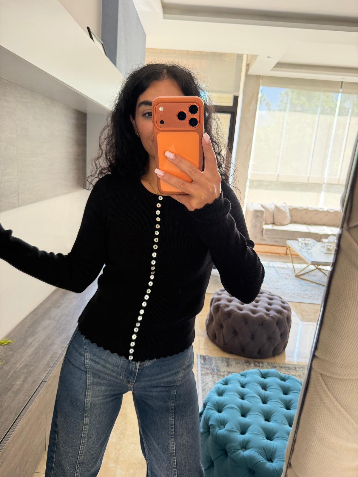 Buttoned Ribbed Basic