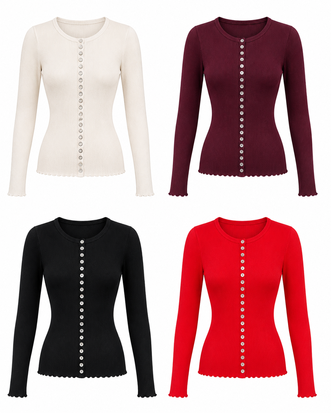 Buttoned Ribbed Basic