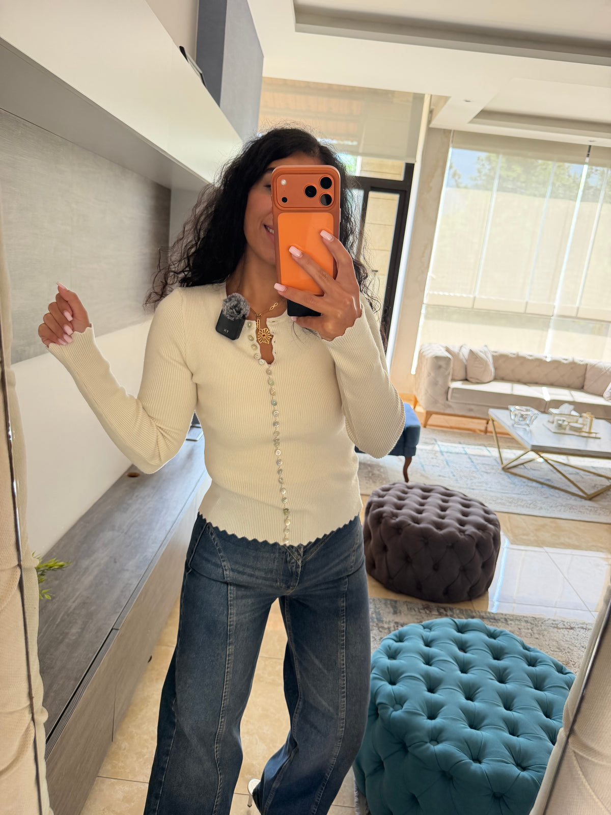 Buttoned Ribbed Basic