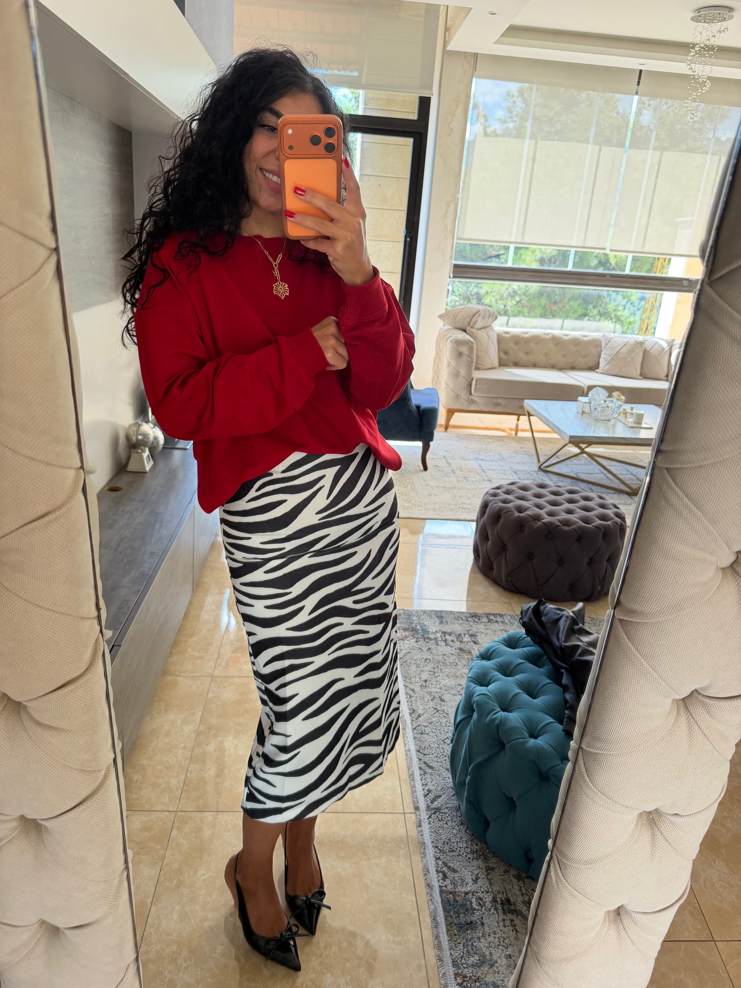 Zebra pencil skirt