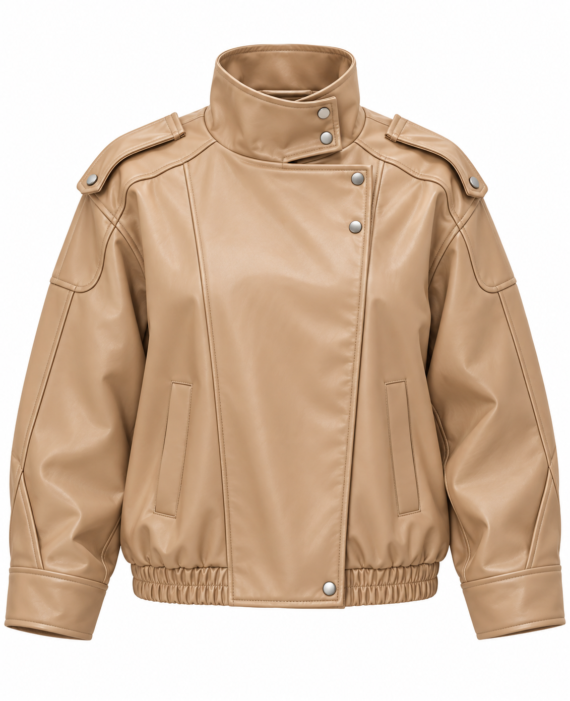 Nude faux Leather Jacket